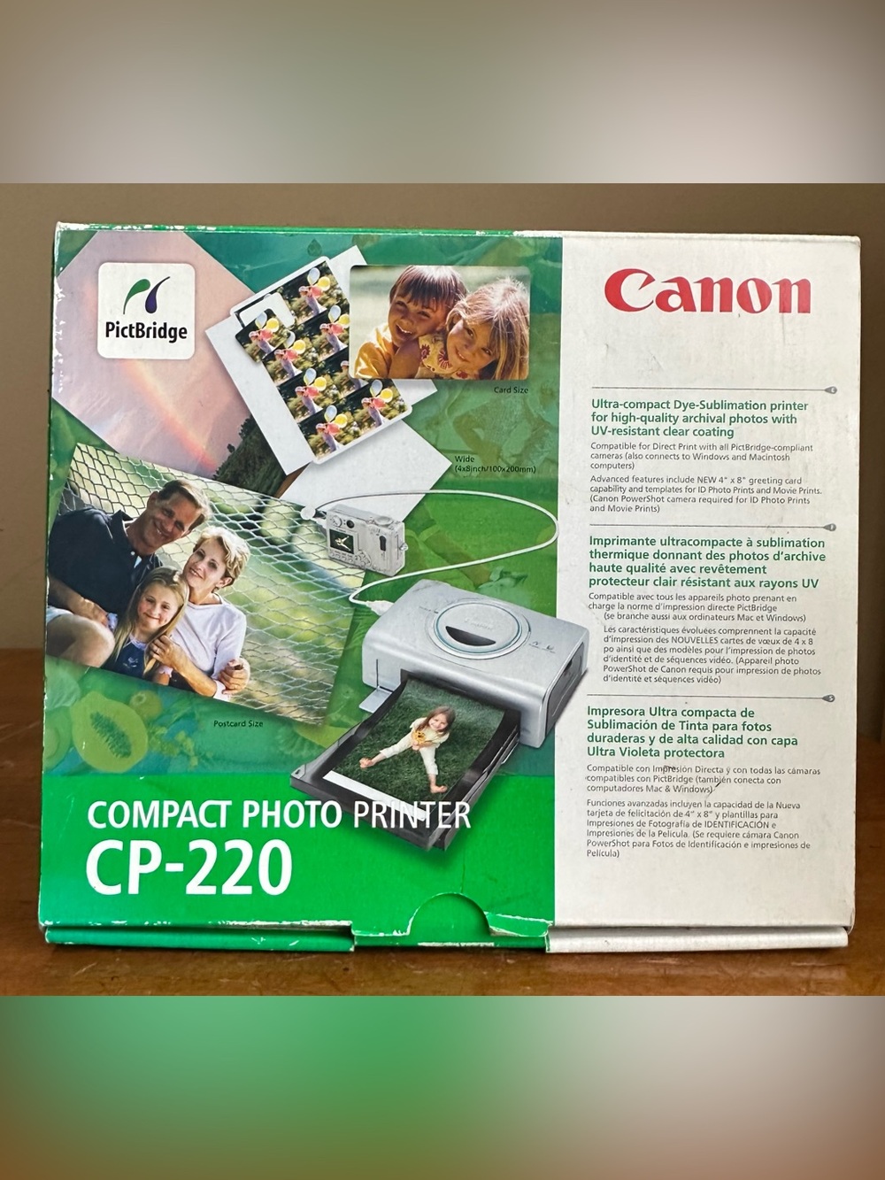 Canon Silver Photo Printer with Green Packaging Accents